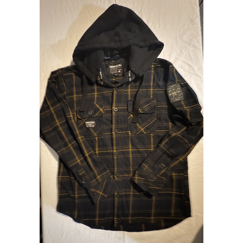 Howitzer Flannel Plaid Button Valhalla Removable Hood Long Sleeve Mens Sz Large